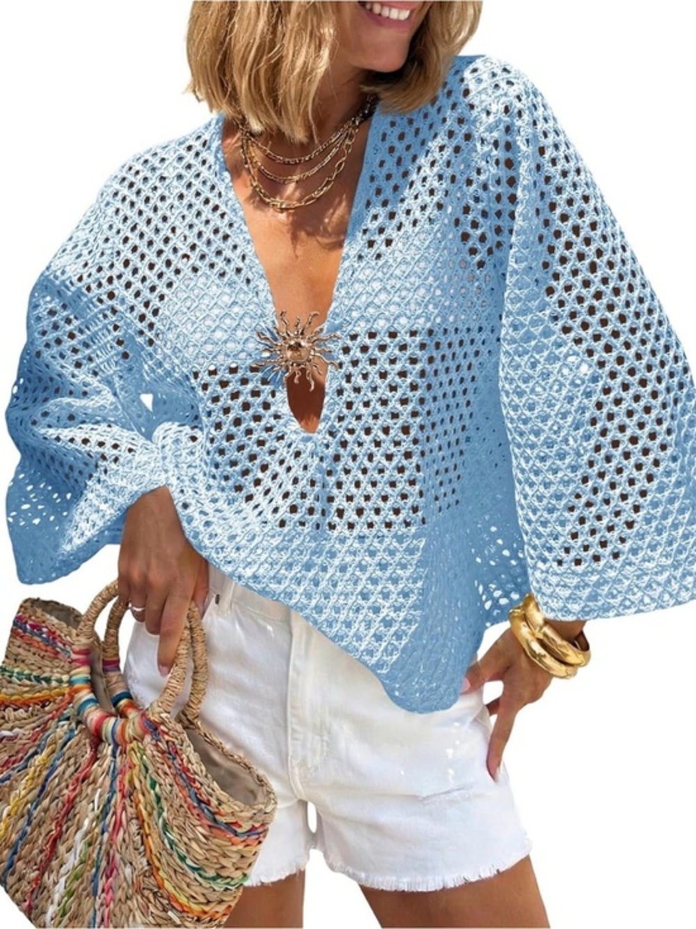 NWT 🐚 Crochet Cover Up With Golden Sun